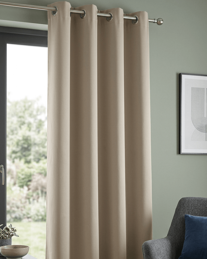 ODELIE - 2er-Set Verdunkelungsvorhänge, Latte Beige – mørklægningsgardin